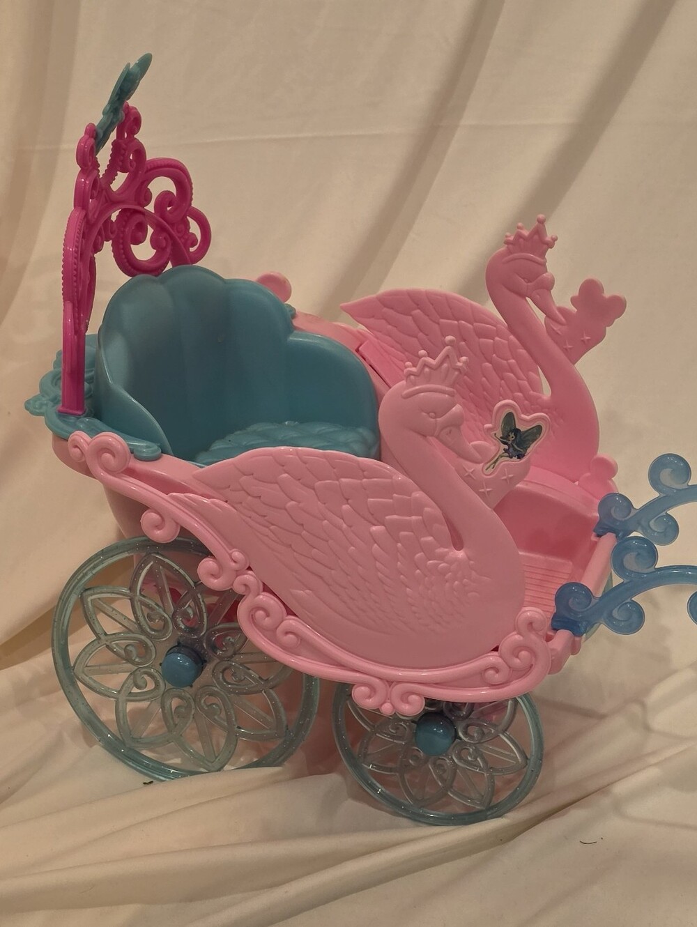Vintage 2003 Barbie Swan Lake Carriage Replacement Pink Swan Vessel Mattel Y2K